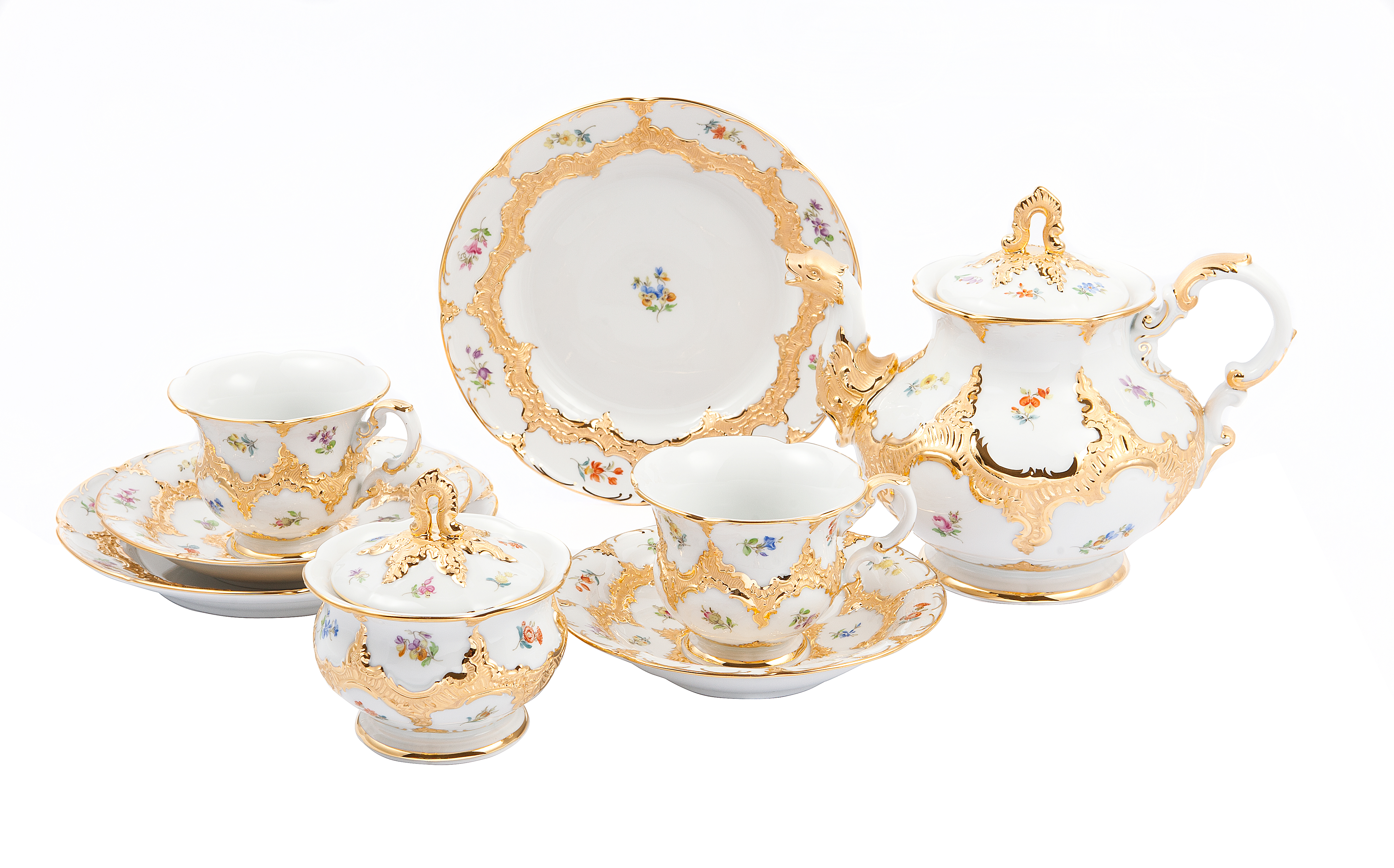 B-FORM 플라워 골드 티 세트