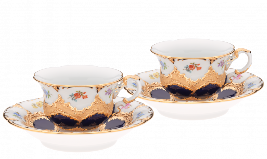 B-FORM 비폼 플라워 블루 에스프레소 컵 앤 소서 2인조