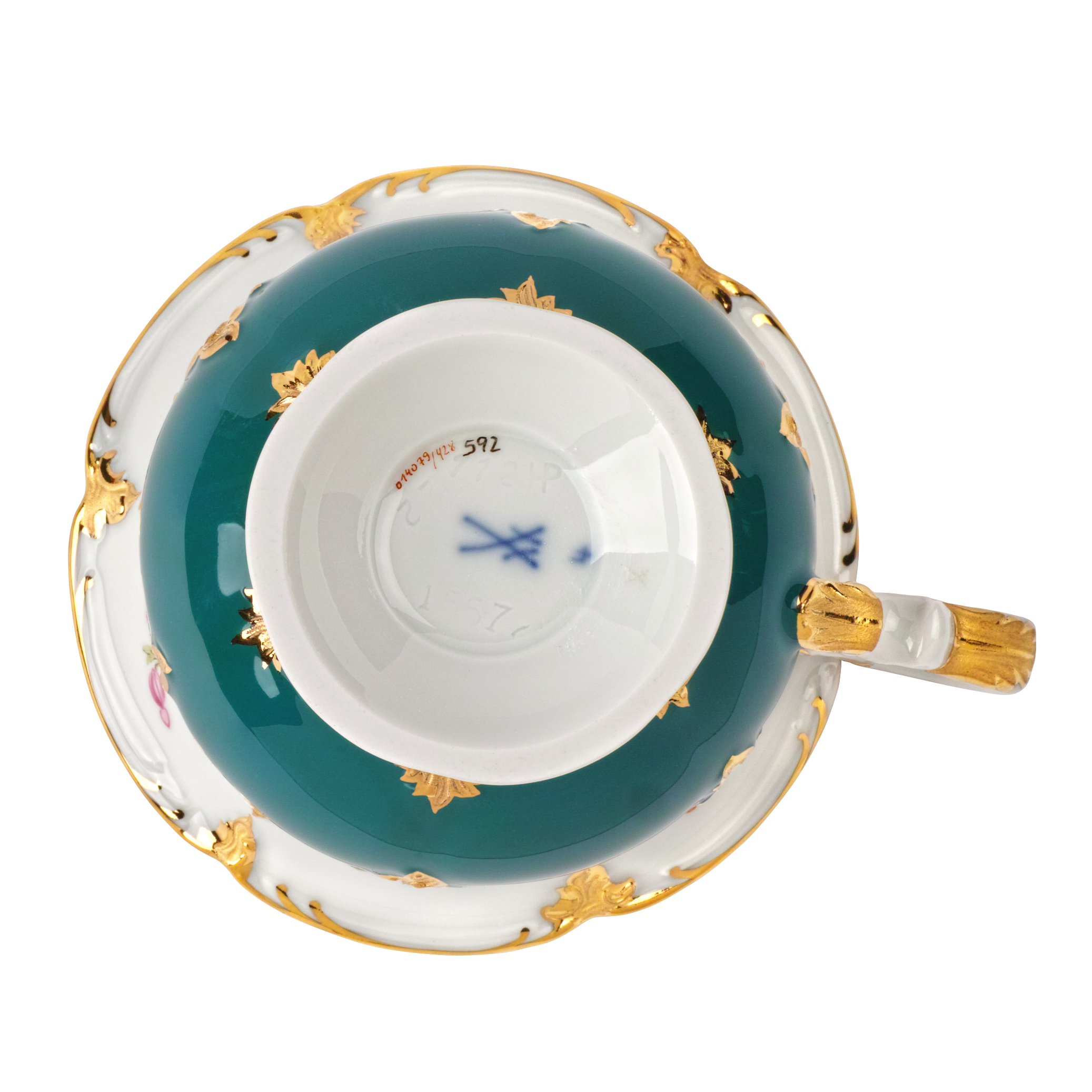 B-FORM 비폼 플라워 다크 그린 커피 컵 앤 소서