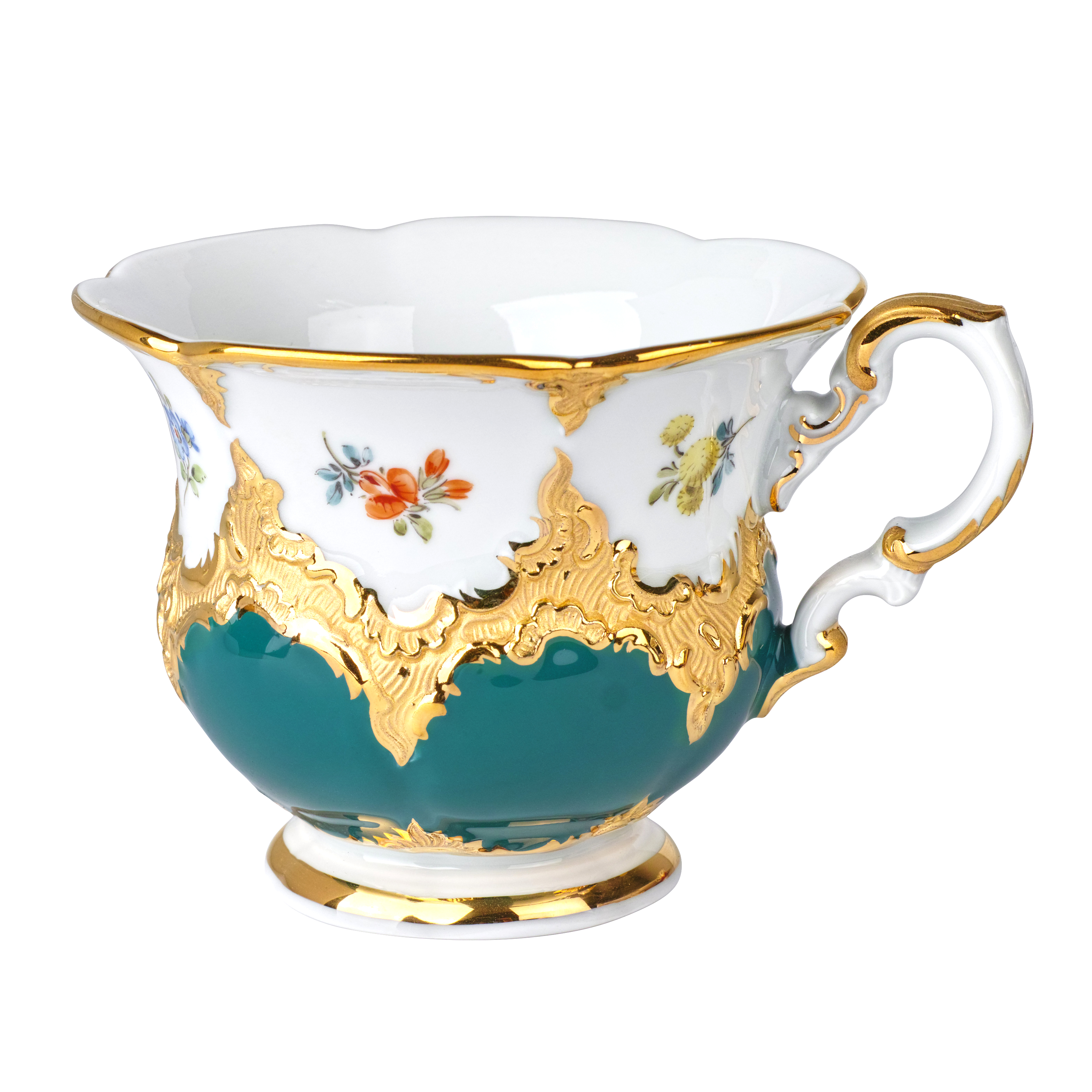 B-FORM 비폼 플라워 다크 그린 커피 컵 앤 소서