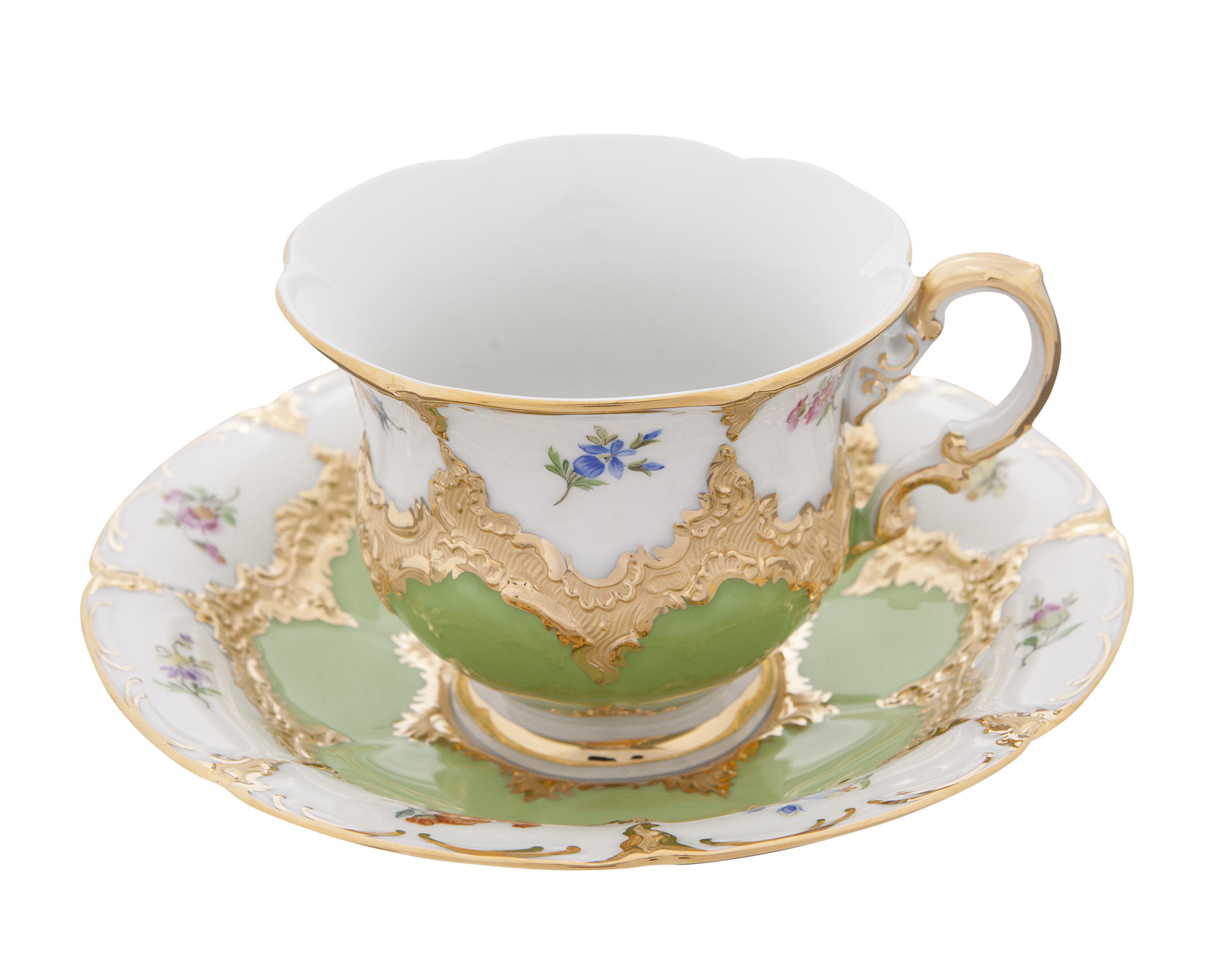 B-FORM 비폼 플라워 라이트 그린 커피 컵 앤 소서