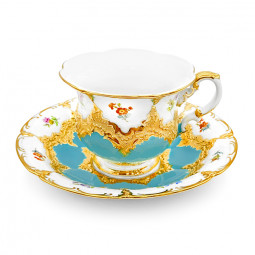 B-FORM 비폼 플라워 터콰즈 커피 컵 앤 소서