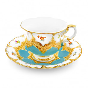 B-FORM 비폼 플라워 터콰즈 커피 컵 앤 소서