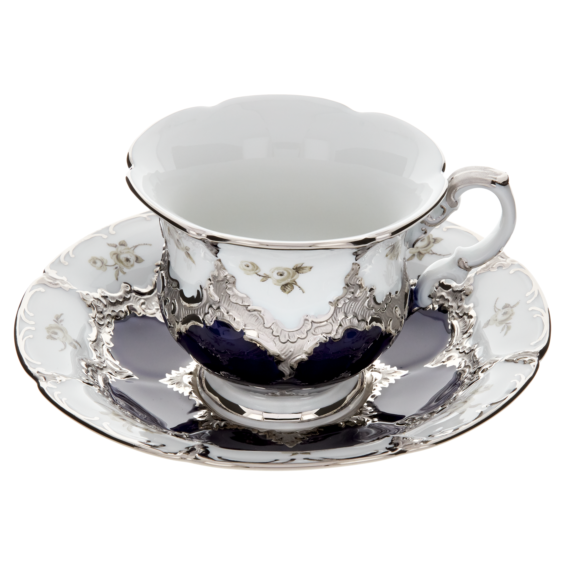 B-FORM 비폼 플라워 플래티넘 커피 컵 앤 소서