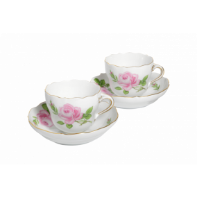MEISSEN ROSE COFFEE CUP SET