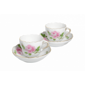 MEISSEN ROSE COFFEE CUP SET