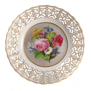 Wall Plate, pierced, Flower painting after Marcolini
