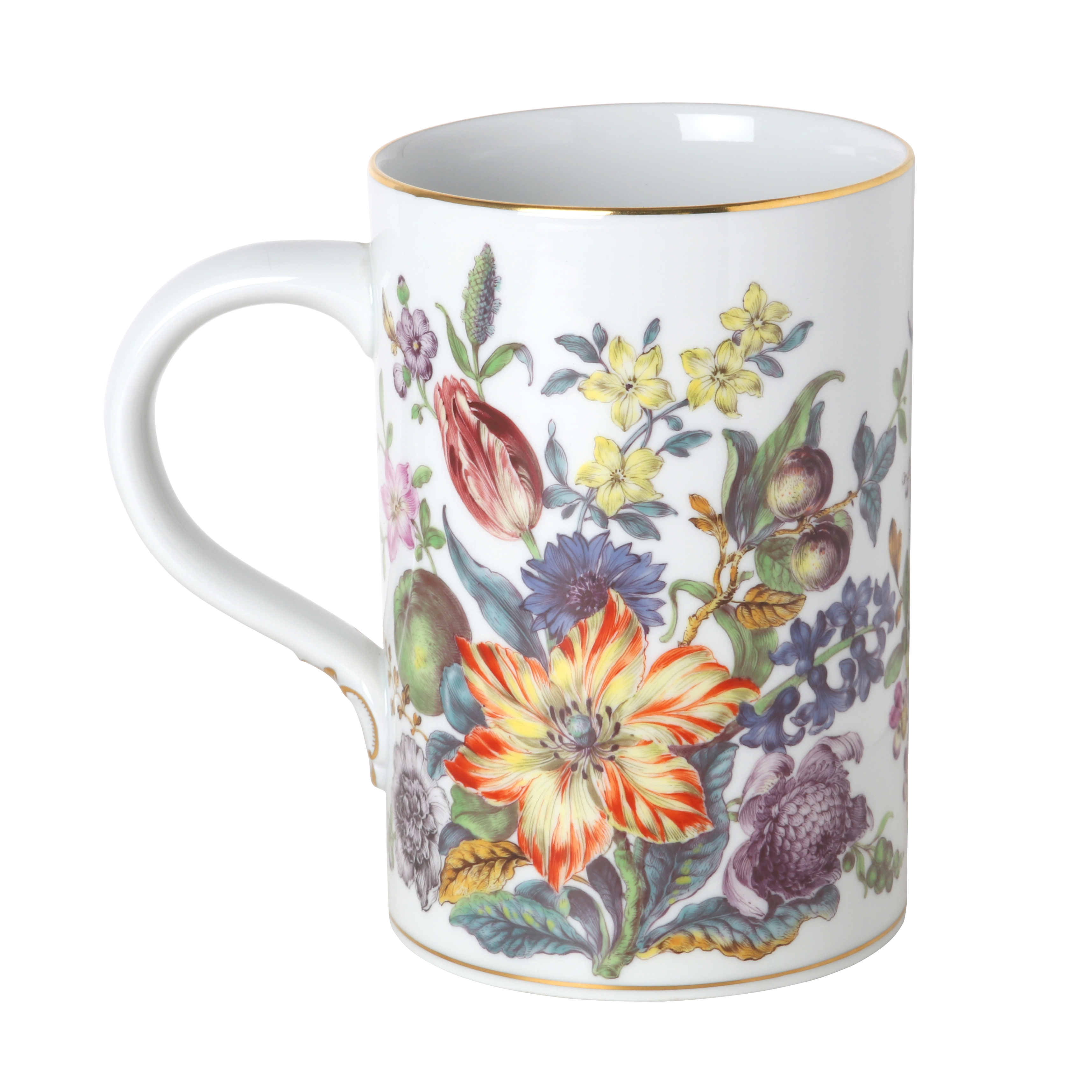 Jug, Fruits and flowers, after etchings, early style, gold decoration