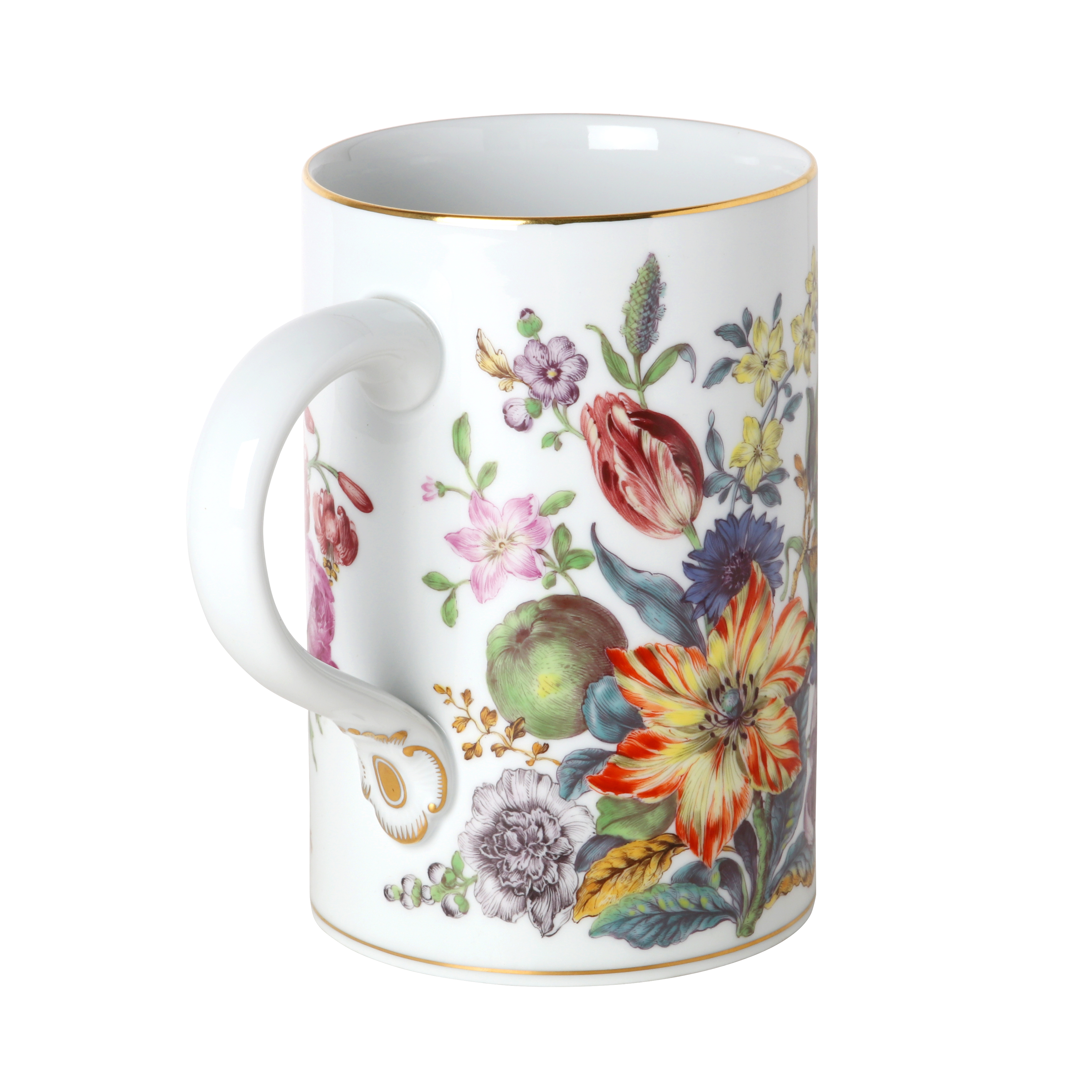 Jug, Fruits and flowers, after etchings, early style, gold decoration