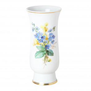 Vase, Naturalistic flowers, with butterfly, gold thread or band, H 17 cm