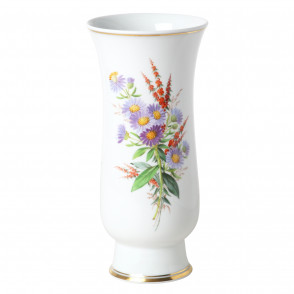 Vase, Naturalistic flowers, with butterfly, gold thread or band, H 20 cm