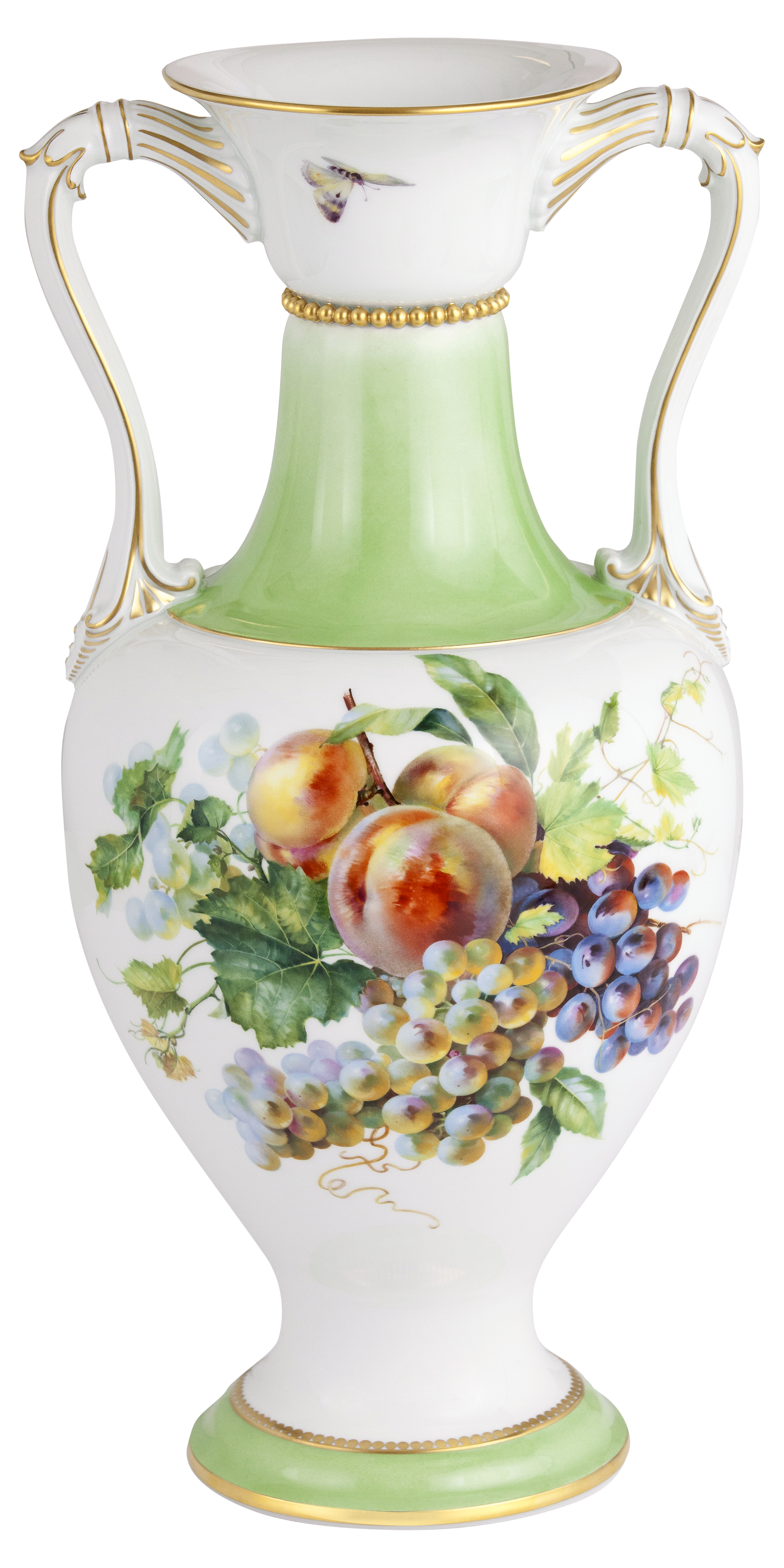 Baroque handled vase with "Orchard and Flower Garden"