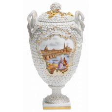 LIMITED MASTERWORKS 2019 SNOWBALL BLOSSOM VASE WITH CANALETTO VIEW OF DRESDEN