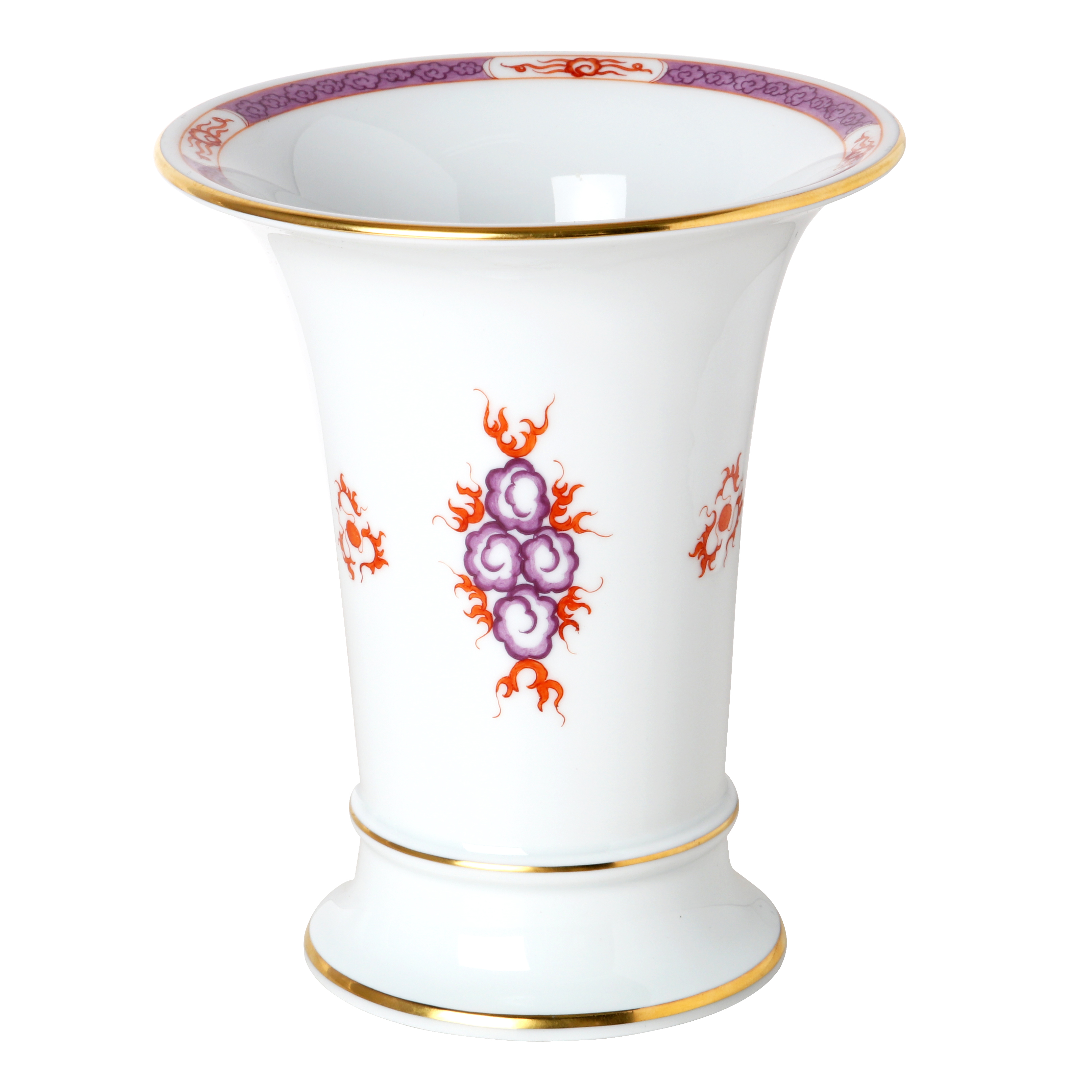 Vase, Shape "Neuer Ausschnitt", Ming dragon, violet, with border, gold rim
