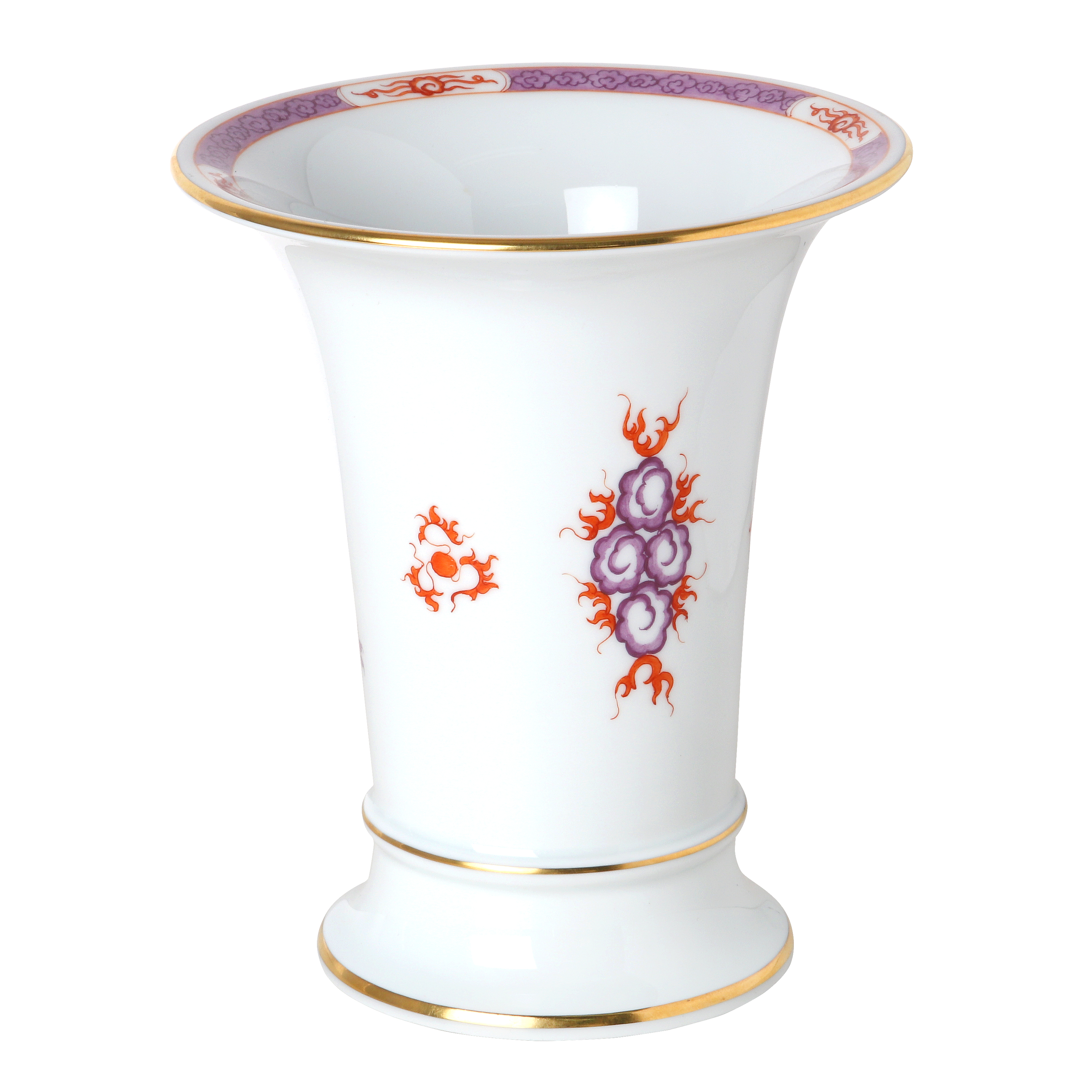 Vase, Shape "Neuer Ausschnitt", Ming dragon, violet, with border, gold rim