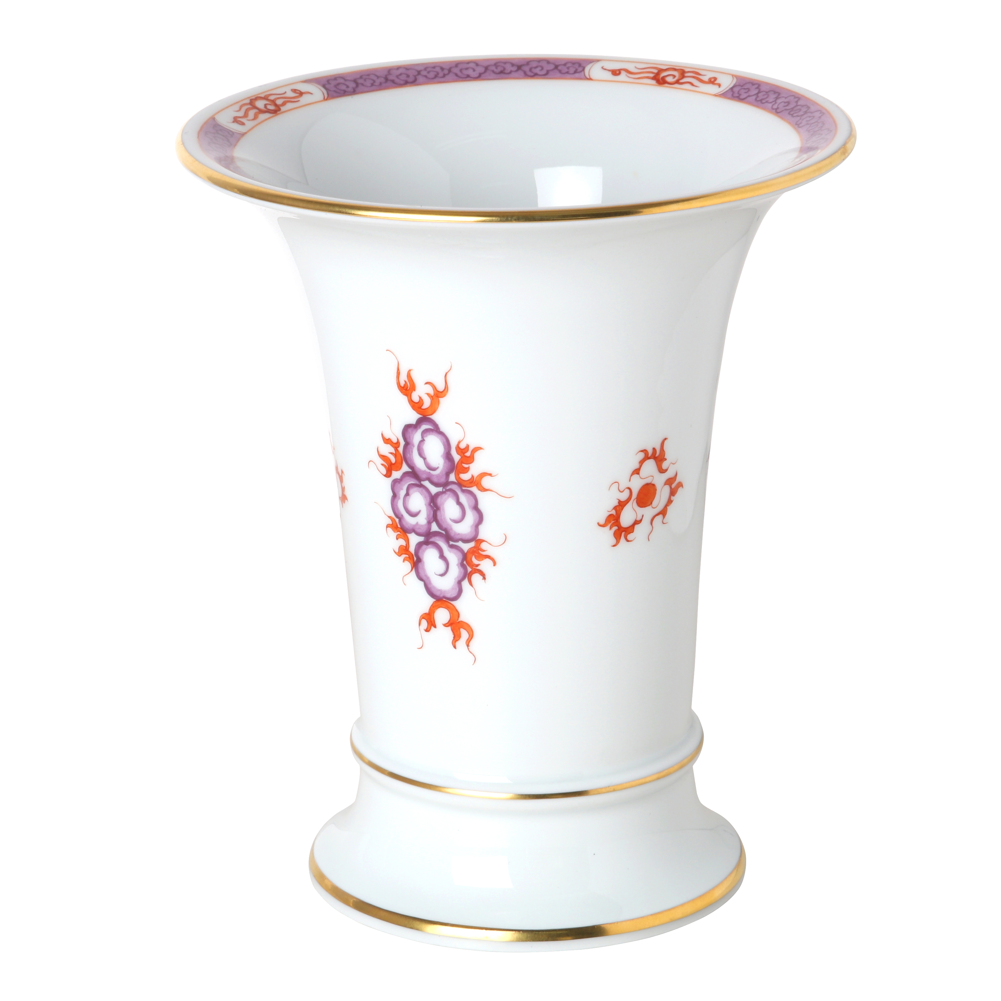 Vase, Shape "Neuer Ausschnitt", Ming dragon, violet, with border, gold rim