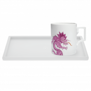 홈 오피스 세트 밍드래곤 머그(퍼플) 앤 화이트 사각 플래터
