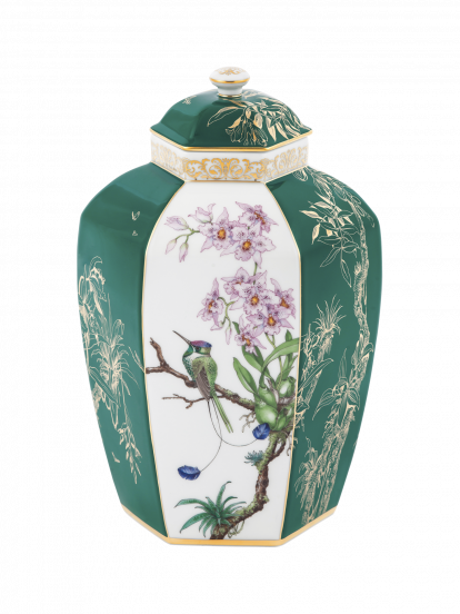 LIMITED MASTERWORKS 2018 VASE HUMMINGBIRD AND ORCHIDS