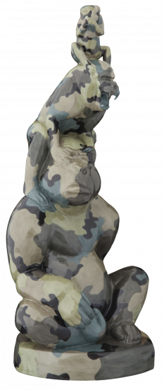 MEISSEN ATELIER 3 MONKEYS CAMOUFLAGE LOOK