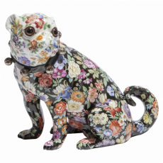 PUG WITH BELLS, FLORAL COMPOSITIONS, MEISSEN ATELIER, H 18 CM