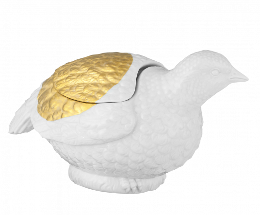 MEISSEN ATELIER QUAIL AS BOX GOLDEN DOTS