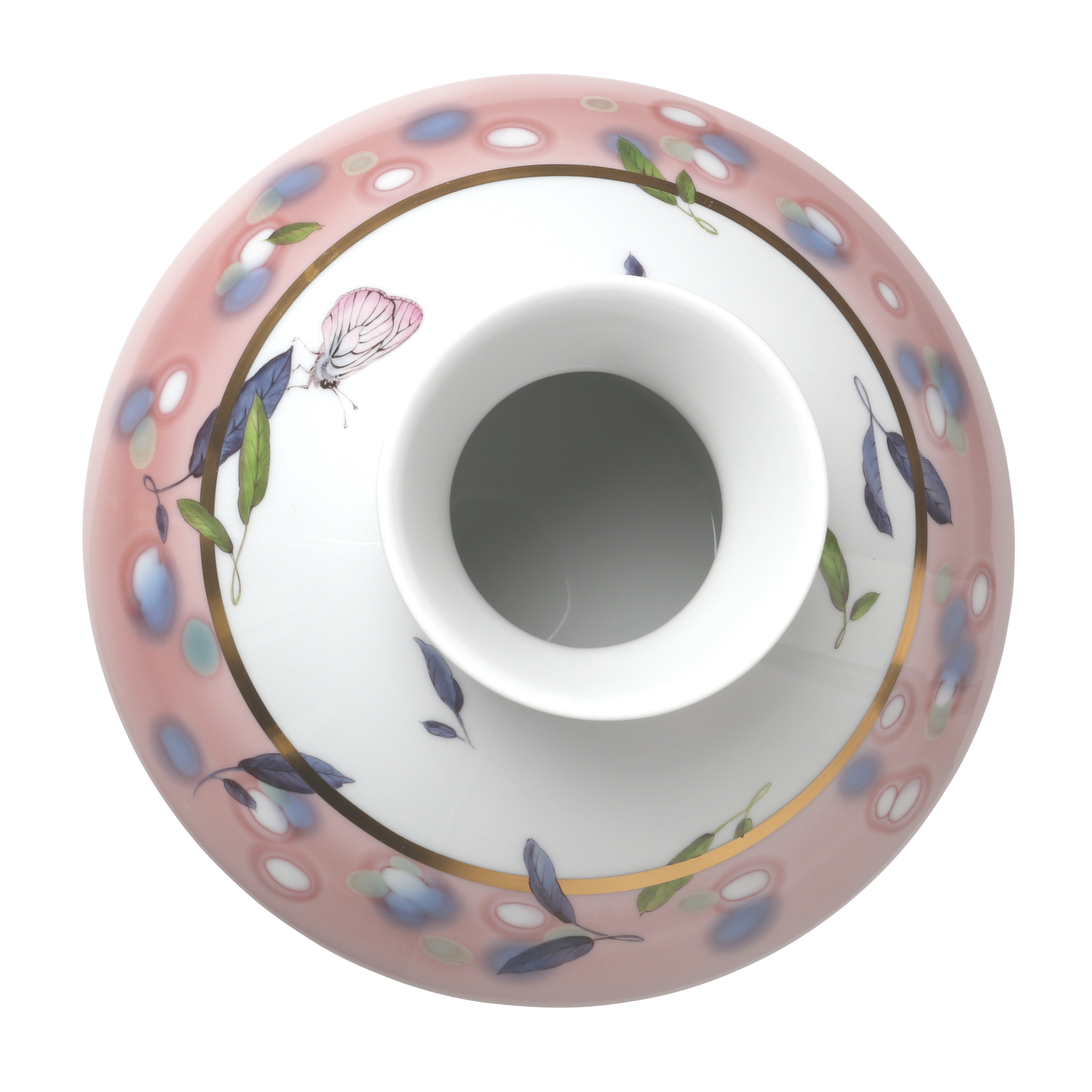 Vase, 'Blatt-tonisch', purple, butterflies, coloured, gold band