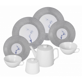 MEISSEN® COSMOPOLITAN BLUE ORCHID PLATINUM TEA SET