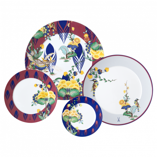 MEISSEN COLLAGE MYSTIC GARDEN PLATE SET 4PCS.