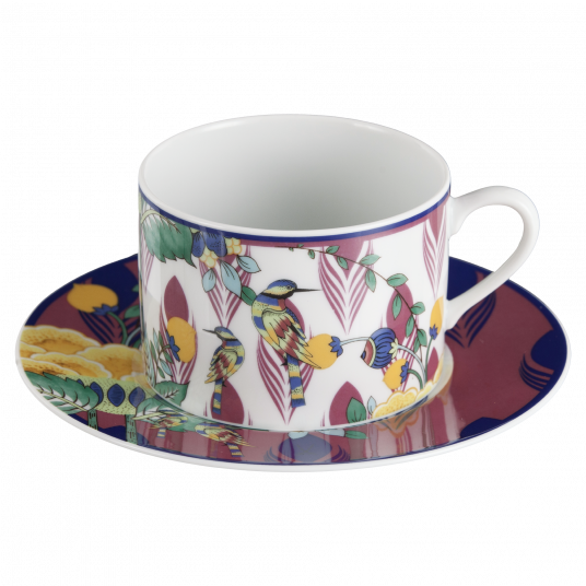 MEISSEN COLLAGE MYSTIC GARDEN CAPPUCCINO CUP WITH SAUCER