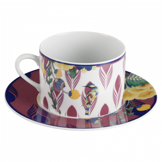 MEISSEN COLLAGE MYSTIC GARDEN CAPPUCCINO CUP WITH SAUCER