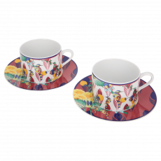 MEISSEN COLLAGE MYSTIC GARDEN CAPPUCCINO CUP SET