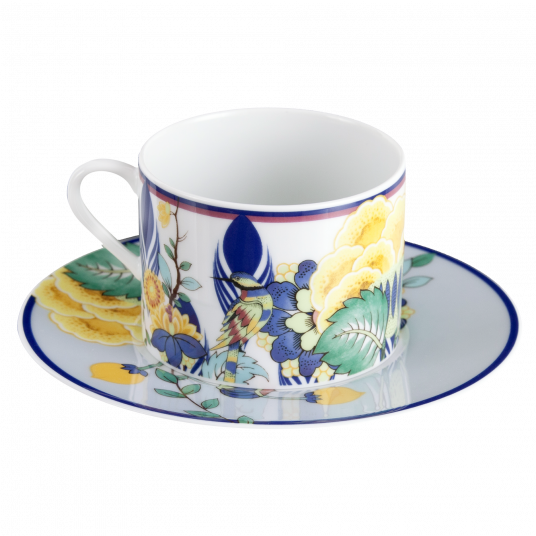 MEISSEN COLLAGE MYSTIC GARDEN COFFEE CUP WITH SAUCER