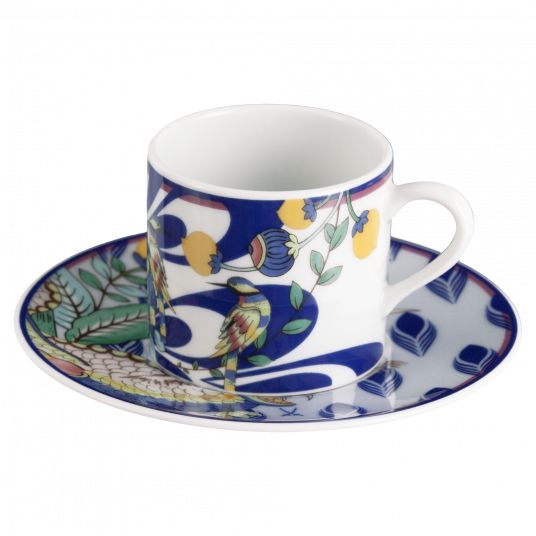 MEISSEN COLLAGE MYSTIC GARDEN ESPRESSO CUP WITH SAUCER