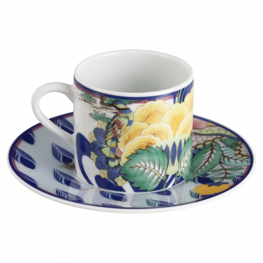 MEISSEN COLLAGE MYSTIC GARDEN ESPRESSO CUP WITH SAUCER