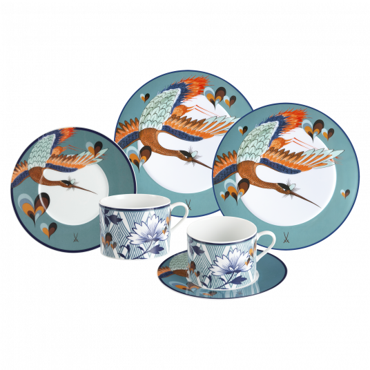 MEISSEN COLLAGE LOVE BIRDS COFFEE-SET, 3 PCS
