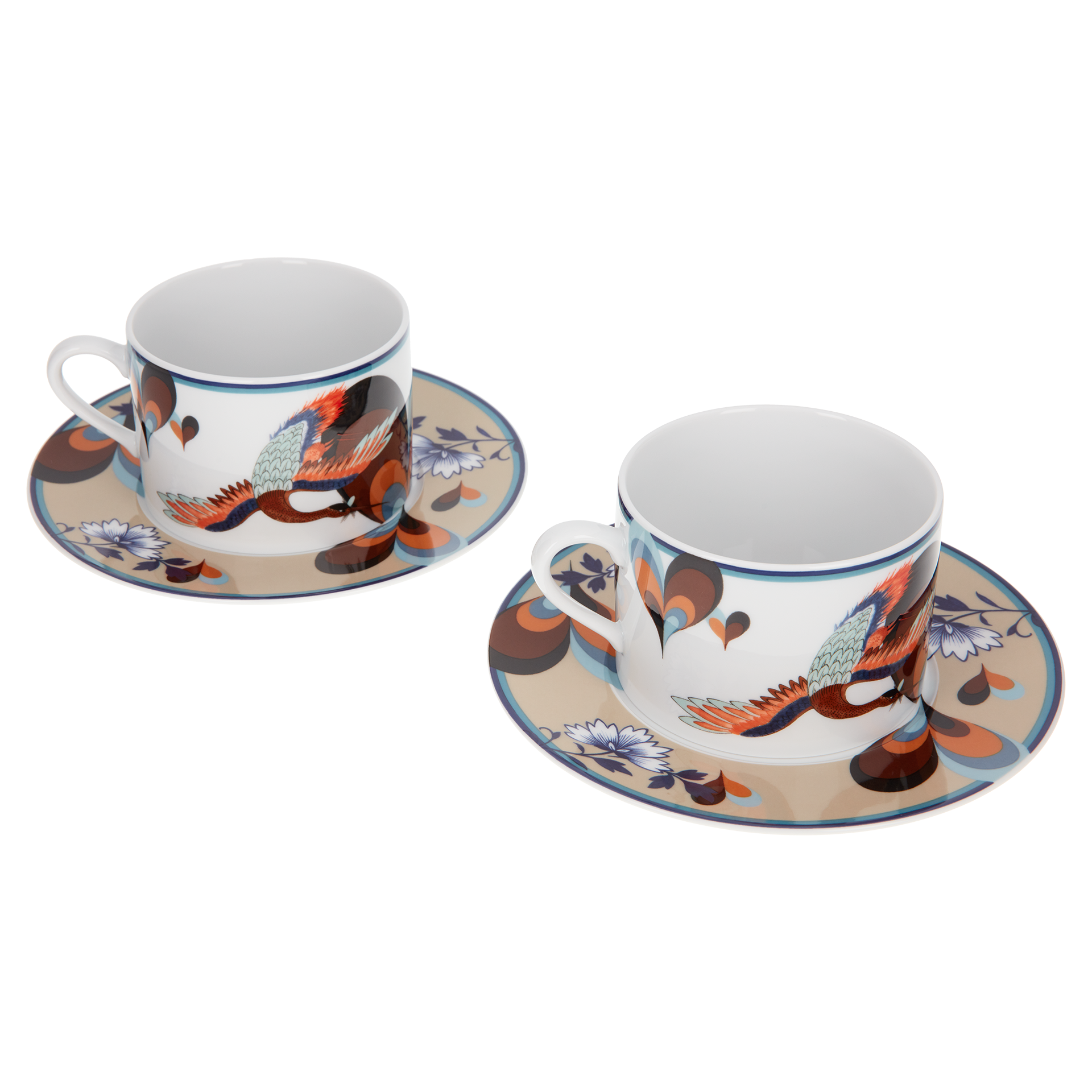 MEISSEN COLLAGE LOVE BIRDS CAPPUCCINO CUP SET