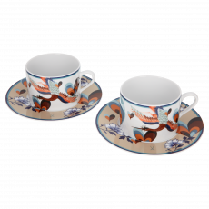 MEISSEN COLLAGE LOVE BIRDS CAPPUCCINO CUP SET