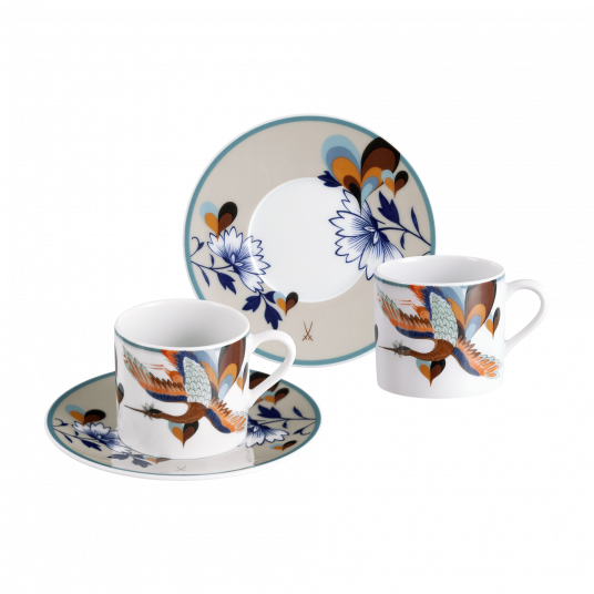 MEISSEN COLLAGE LOVE BIRDS ESPRESSO CUP SET