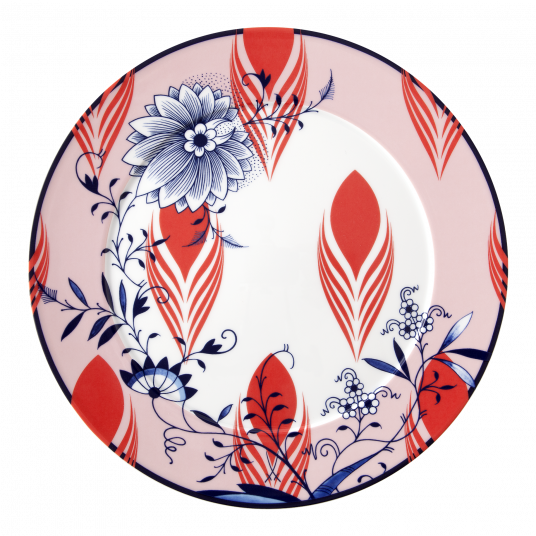 MEISSEN COLLAGE BLOOMY FEATHERS PRESENTATION PLATE