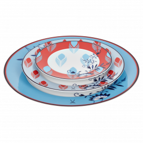 MEISSEN COLLAGE BLOOMY FEATHERS PLATE SET 3PCS.