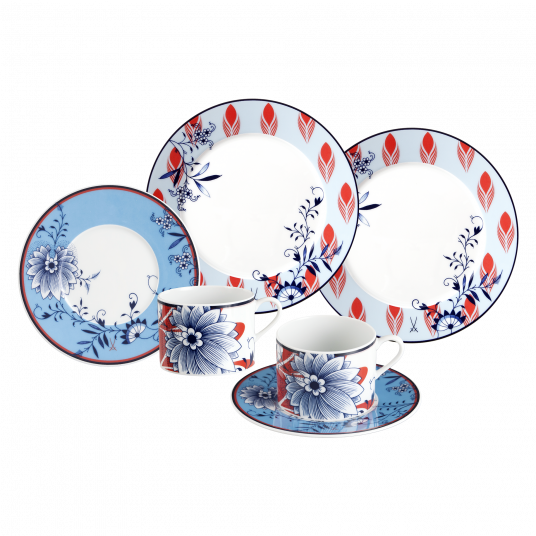 MEISSEN COLLAGE BLOOMY FEATHERS COFFEE-SET, 3 PCS