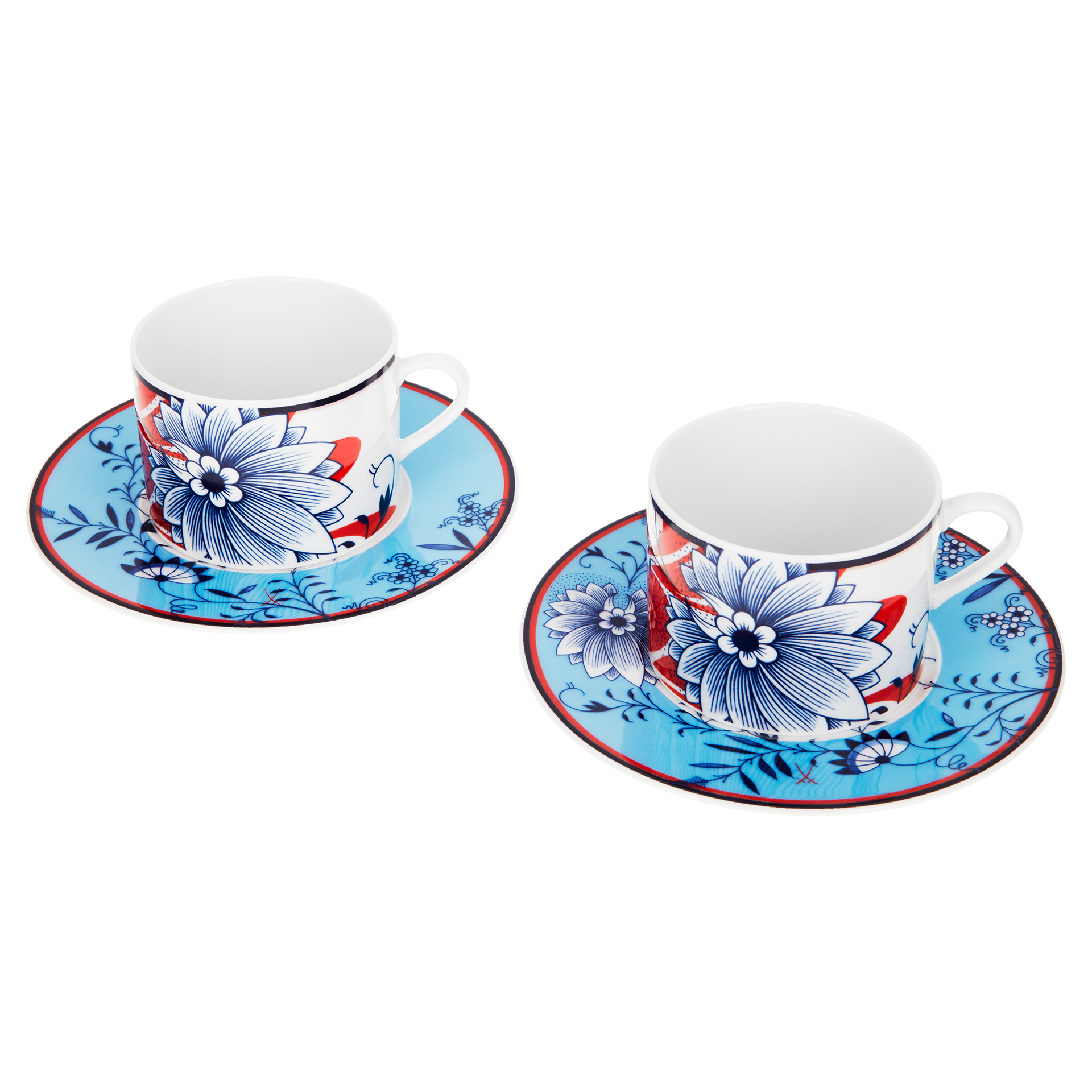 블루미페더 커피 컵 앤 소서 2인조 세트