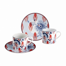 MEISSEN COLLAGE BLOOMY FEATHERS ESPRESSO CUP SET