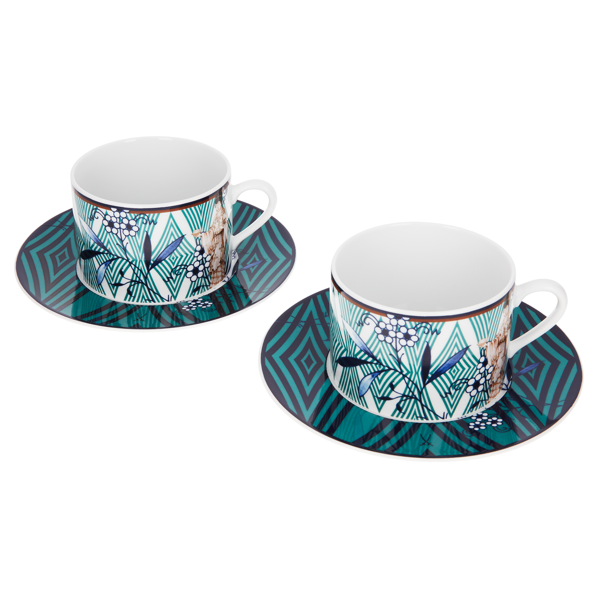 노블차이니즈 카푸치노 컵 앤 소서 2인조 세트