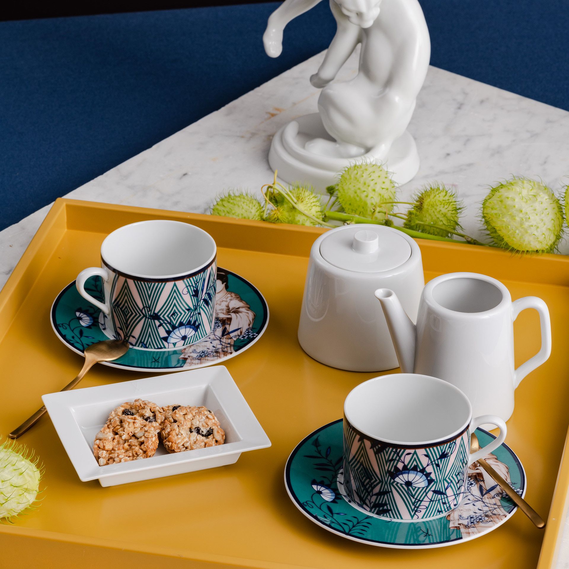 노블차이니즈 커피 컵 앤 소서 2인조 세트