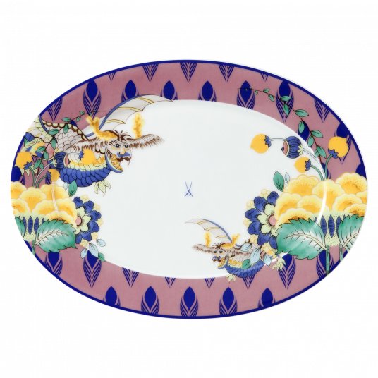 MEISSEN COLLAGE MYSTIC GARDEN PLATTER, LARGE