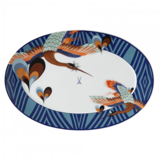 MEISSEN COLLAGE LOVE BIRDS PLATTER, LARGE