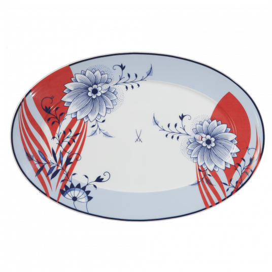 MEISSEN COLLAGE BLOOMY FEATHERS PLATTER, SMALL