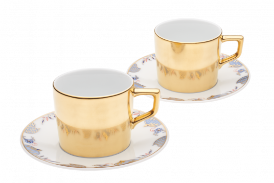 노블블루 에스프레소 컵 앤 소서 2인조 (사각손잡이)