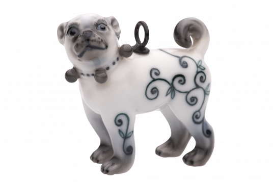 MEISSEN®-PUG GREEN ORNAMENTS WITH GREY PAINTING